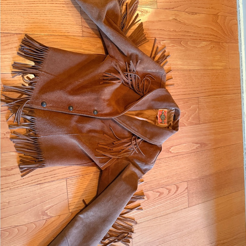 PIONEER Tan Leather Jacket with Fringe